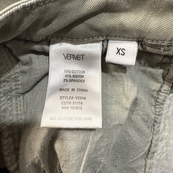 Olive Distressed Jean Shorts with Raw Hem - Picture 6 of 6